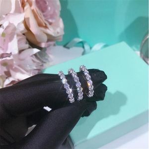 Infinity Gloednieuwe Mode-sieraden 925 Sterling Zilver Ronde Cut Stack Witte Topaas CZ Diamant Edelstenen Vrouwen Bruiloft Bruids Ring 2505