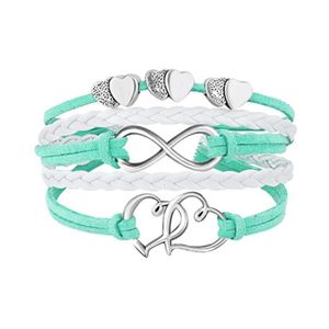 Infinity Heart Bracelet Multi -Layer Leather Wrap armbanden Dames armbanden manchetten mode sieraden wil en zandcadeau