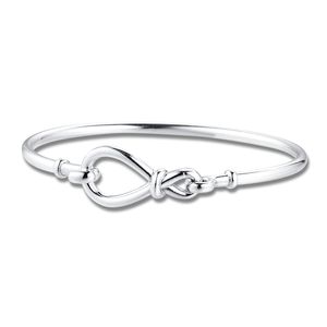 Infinity Knot Bangle 925 Sterling Zilveren Beste Vriend Vrouwen Mannen Mode Love Sign Charms Sieraden Armbanden