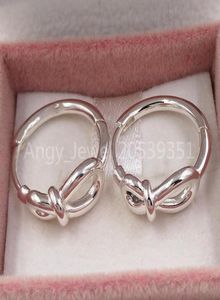 Infinity Knot Hoop oorbellen Authentiek 925 Sterling Silver Studs P Past in Europese stijl Studs sieraden Andy Jewel 298889C008807162