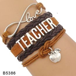 Infinity Love to Les Teachent Teachers Kindergarten Wetenschap Speciale behoeften Leraar Assistent Lederen armbanden Vrouwen