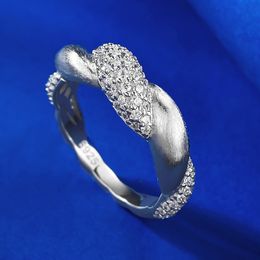 Anillo de diamante de moissanita infinito, Plata de Ley 925 100% auténtica, anillos de boda para fiesta para mujer, regalo de joyería de compromiso nupcial