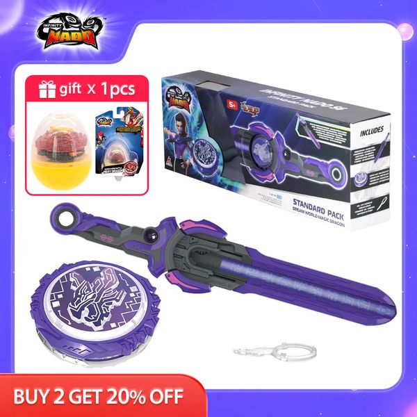 Infinity Nado 6 Standard Pack-Dream World Dragon Dragon brillant Metal Spinning Top Gyro avec monstre Icon Sword Launcher Kid Toy 240415