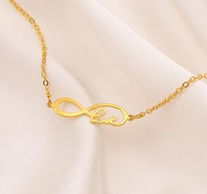 Infinity symbool liefde hanger ketting figuur 14k fijn goud antiek geel gevuld vrouwen dames meisjes charmes moeder geschenkdoos2768352