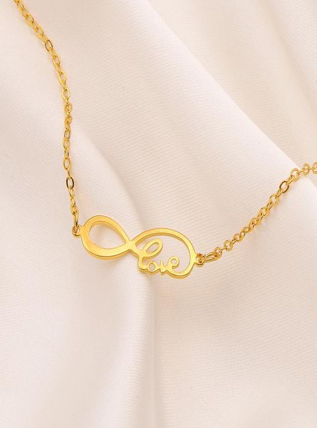 Infinity Symbol Love Pendant Collier Figure 14k Fine Gol Antique Jaune remplie Femmes Mesdames Filles Charmes Mom Gift Box4097650