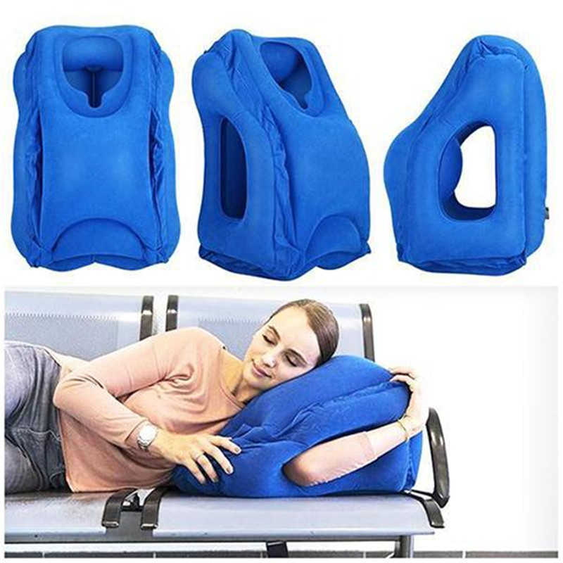 Inflatable Air Cushion Travel Pillow Headrest Chin Support Cushions for Airplane Plane Office Rest Neck Nap Pillows