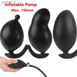 Inflable Anal Dildo Pump Silicone Super Big Butt Plug Estimulación Anus Vagina Dilatador Masaje de próstata Juguetes sexuales para parejas