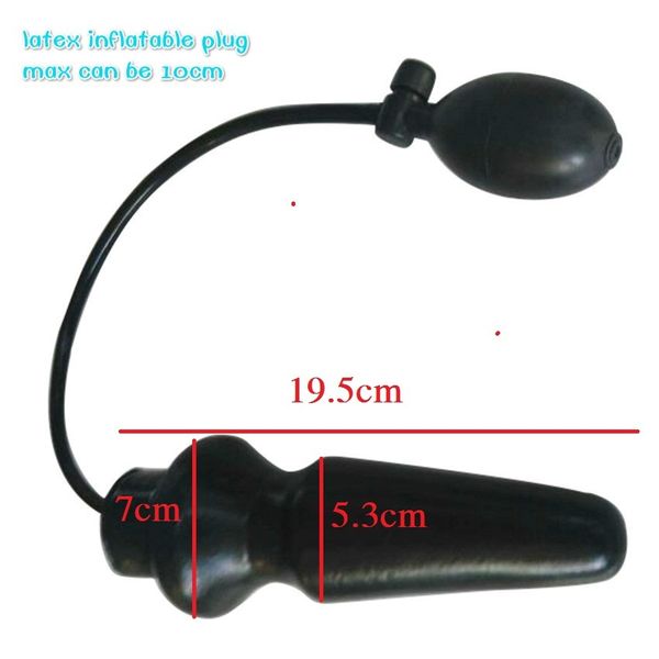 Juguete de látex inflable anal expandible Butt Plug para pareja juegos para adultos Juguetes sexuales C18112301