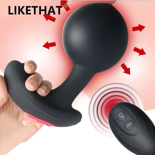 Tapón Anal inflable, bomba de Control remoto inalámbrico, vibrador de masaje de próstata, juguetes sexuales vibrantes de expansión para hombres y mujeres