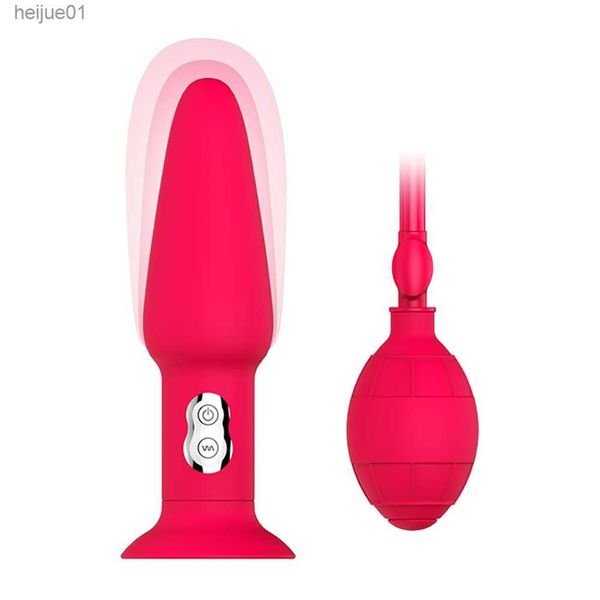 Inflable Anal Vibrador Dildo Pump Anal Sex Toy Butt Plug Adsorción Tipo Vagina Anal Expansión Vibrador Para Mujeres Hombres Sex Shop L230518