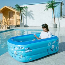 Piscina inflable Pit Pool para niños pequeños Juego de agua Rectángulo Rectángulo Blow Up Swimming Pool 3 Anillos para el terreno externo 240403