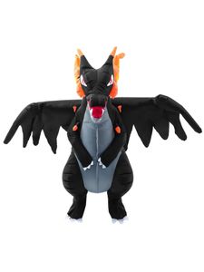 Costume de dragon de feu noir gonflable pour la taille des adultes, costumes d'Halloween pour hommes, costume de soufflage amusant pour le cosplay