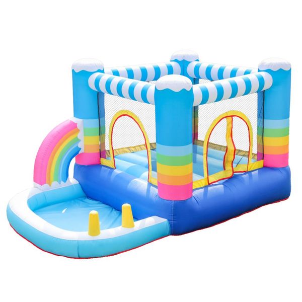 Castillo de salto de rebote inflable The Playhouse para niños Party de interior para niños con bola de pelota Jumper Jumper Rainbow Temo Combo Combo pequeño