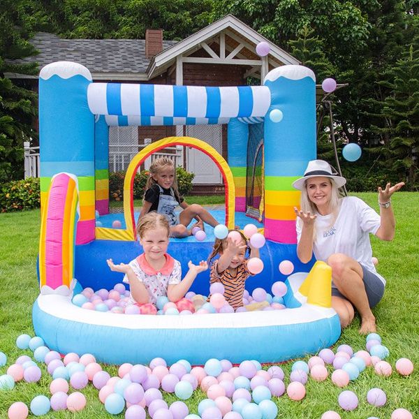 Bounce gonflable Bounce House Jumping Castle the Playhouse for Kids Toddlers Outdoor Party intérieure avec balle Ball Blow Up Jumper Rainbow Theme Bouncer Combo Toys