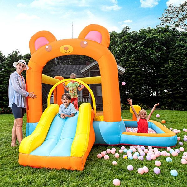 Casa de gorila inflable con pelota Pit Moonwalk Slide Summer Playhouse Bear Tema con Blower Bouncing Bouncy House for Kids 2 - 12 Outdoor Indoor Party Play Fun Fun