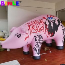Ballon gonflable géant hermétique de porc de videurs avec des impressions colorées décoration extérieure d'animal de canival de mascotte pour des événements de défilé