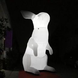 Jeux gonflables Lapin gonflable géant blanc publicitaire personnalisé/dessin animé animal/lapin de Pâques gonflables avec lumière LED à vendre