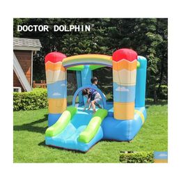 Opblaasbare bouncers Playhouse Swings Bouncers Dr. Dolphin Childrens Air Ballon Theme Bounce House met Slide Indoor en Outdoor Na Dhoat