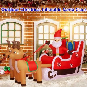 Springkussens Speelhuisje Schommels Kerst Kerstman Decoratie Voor Thuis Buiten Kerst Elanden Trekken Slee Decor Speelgoed LED Licht 231212