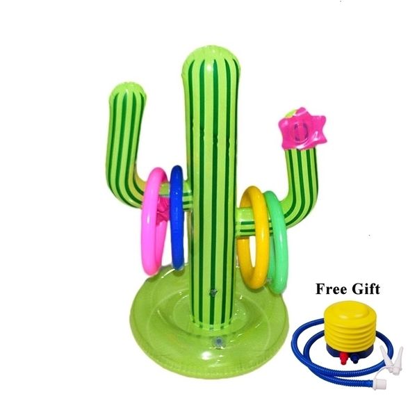 Gorilas inflables Casa de juegos Columpios Accesorios para piscinas al aire libre Juego de juego de lanzamiento de anillo de cactus inflable Juguetes flotantes Suministros para fiestas en la playa Bar Viajes 230614