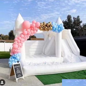 Gorilas inflables Playhouse Columpios Playhouse Pvc Jumper White Bounce Combo Castle con tobogán y Ball Pit Jum Bed Bouncy Dhlhl