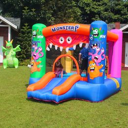 Opblaasbaar springkussen voor kinderen Monster uitsmijter Jumper Jumping Jumper Castle met luchtblazer Zomer Verjaardagsfeestje Geschenken Buiten Speelplezier in de tuin Binnen