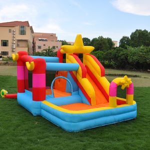 Château gonflable avec toboggan gonflable pour enfants de 2 à 12 ans, maison de saut intérieure et extérieure, château gonflable pour enfants de 2 à 12 ans avec souffleur, maison de jeu sur le thème des étoiles, petits jouets