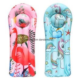 Opblaasbare kinderen drijft cartoon eenhoorn flamingo surfplank PVC kis zwemring waterbed speelgoed pvc luchtbed surfplank vlot