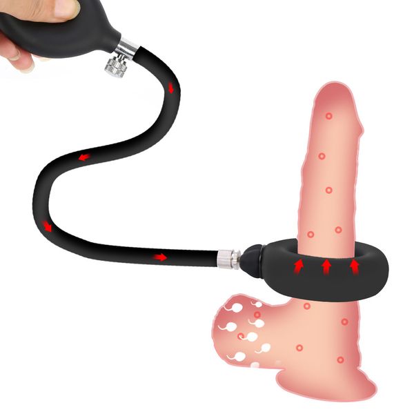 Gonflable Cock Ring Pénis Pompe Mâle Exercice Dur Érection Retard Sperme Serrure Agrandir Masturbation sexy Jouets pour Hommes