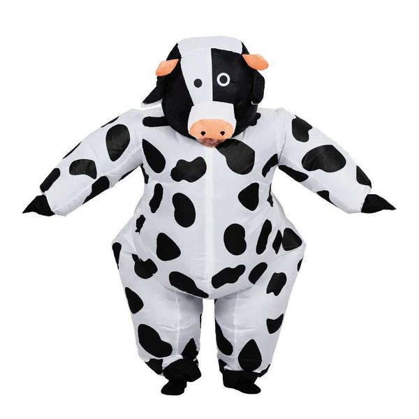 Disfraz de vaca inflable para adultos mujeres hombres niño niño niña fiesta de halloween carnaval cosplay vestido volar traje animal mascota traje Q0910