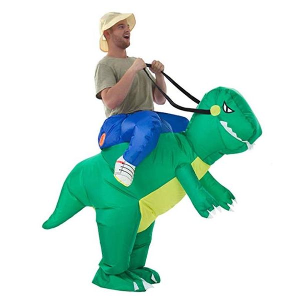 Disfraz de dinosaurio inflable Mono de dinosaurio Ropa de dinosaurio Disfraces de Halloween Fiesta divertida Animal Cosplay para mujer hombre niño Adu2341900