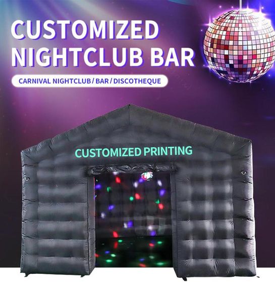 Tente disco gonflable avec lumière disco Tente de bar gonflable Cube noir Boîte de nuit gonflable Tente de fête portable Livraison aérienne gratuite Logo imprimé gratuit