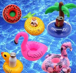 Opblaasbare drank beker houder donut flamingo watermeloen ananas citroen kokosnoot boom vormige pvc swimpool drijvende mat drijvend zwembad speelgoed GD106