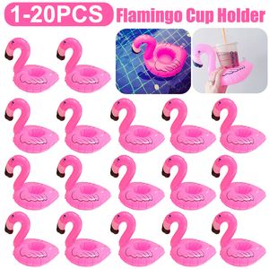 Opblaasbare drijversbuizen 1-20 PCS Tropical Flamingo Party Decoration Cup Holder PVC Water Float opblaasbare drankbeker voor volwassenen Pool Drinkware Tray Decor 230518