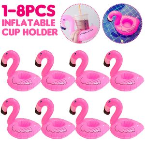 Flotteurs gonflables tubes Air Inflation Toy 1-8PCS Tropical Flamingo Party Decoration Cup Holder Pvc Water Float Drink for Adults Pool Drinkware Tray Decor 230616