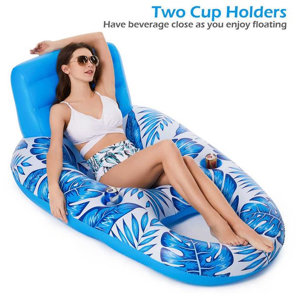 Flotadores inflables Tubos Colchón de barco flotante Silla de salón de agua multifuncional portátil PVC para vacaciones en la playa / Fiesta familiar en la piscina P230612