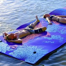 Tubes de flotteurs gonflables, tapis de coussin d'eau flottant, résistant aux déchirures, 2 couches XPE, île enroulable pour piscine, lac, océan, natation 227j