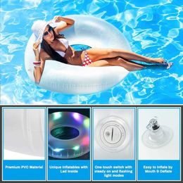 Tubes de flotteurs gonflables LED piscine illuminée flottant créatif anneau en PVC portable équipement de natation léger jouets de sports nautiques pour adultes P230612