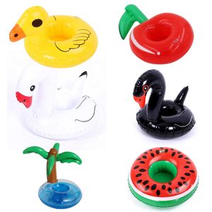 Opblaasbare drijversbuizen Little Yellow Duck Tafeldrinkhouders Leuke kinderen Cartoon Toy Water Cup Mat 2021 Zomer feest zwembad Float Coasters P230516