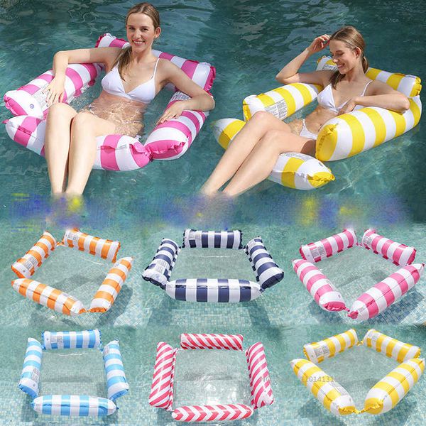 Galleggianti gonfiabili Tubi New Water Hammock Recliner Gonfiabile Galleggiante Materasso da nuoto Sea Swim Ring Piscina Party Toy Recliner Nuoto P230519