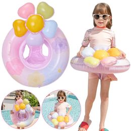 Bague de baignade fleurie gonflable avec poignée flottante Baby Swim Circle PVC Migne Flower Float Boat Enfants Summer Party Touet 240523