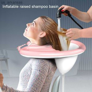 Bassin de lavage de cheveux gonflable Bassin de shampoing pliable en PVC portable pour femmes enceintes Patient âgé rapidement gonflé dégonflé L230523