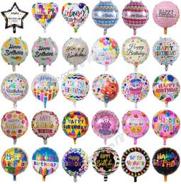 Gonflable joyeux anniversaire fête ballons décorations fournitures 18 pouces dessin animé hélium feuille ballon enfants fleurs ballons d'anniversaire to3381951
