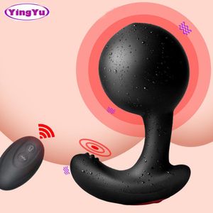 Gonflable énorme gode anal vibrateur sans fil télécommande mâle masseur de prostate gros plug anal extension sexuelle jouets pour hommes T200801