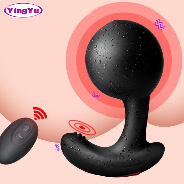 Gonflable énorme gode anal vibrateur sans fil télécommande mâle masseur de prostate gros plug anal extension sexuelle jouets pour hommes T200801