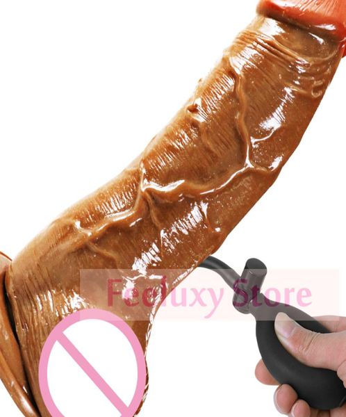 Bustage de gode réaliste gonflable Real Big Pinis Dong Sex Toys for Women Masturbation Anal plug Adult Sex Toys CX2007085464028