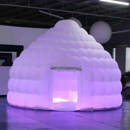 Opblaasbare iglo tent Mongoolse Yurt Witte Koepel Bubble Tent Met Led-verlichting Eskimo Iglo Huis Voor Outdoor Party met blower gratis print logo gratis lucht verzending