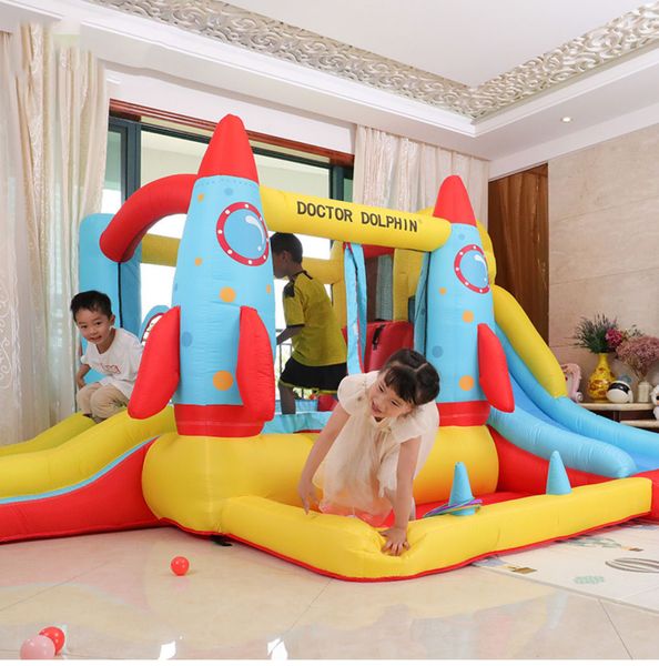 Château sautant gonflable à vendre avec toboggan fusée Bounce House Funhouse avec souffleur à balles pour enfants jeu en plein air Moonwalk Jumper cadeaux d'anniversaire de fête dans le jardin