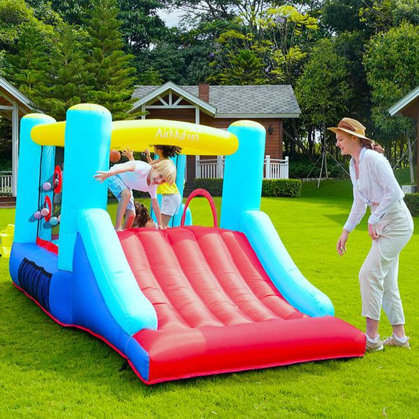 Casa de juegos inflable para niños con tobogán, castillo para niños, juguetes para saltar grandes, puente, juego interior al aire libre con soplador de aire, regalos de fiesta de cumpleaños, diversión en el jardín