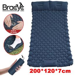 Matelas gonflable 2 Personnes de camping extérieur avec oreiller d'air matelas aérien portable étanche Backpacking Sleeping Pad 240416